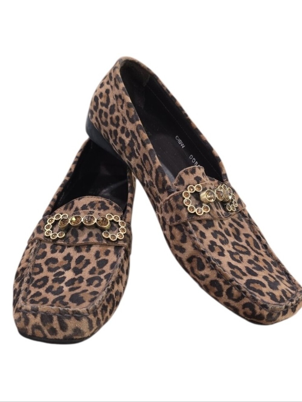 Stuart Weitzman Leopard Print Amber Rhinestone Slip-On Loafers. Size 8.5 N